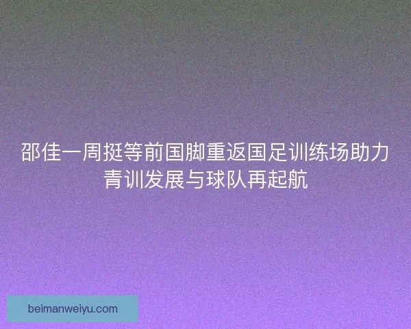 邵佳一周挺等前国脚重返国足训练场助力青训发展与球队再起航