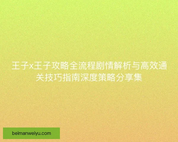 王子x王子攻略全流程剧情解析与高效通关技巧指南深度策略分享集